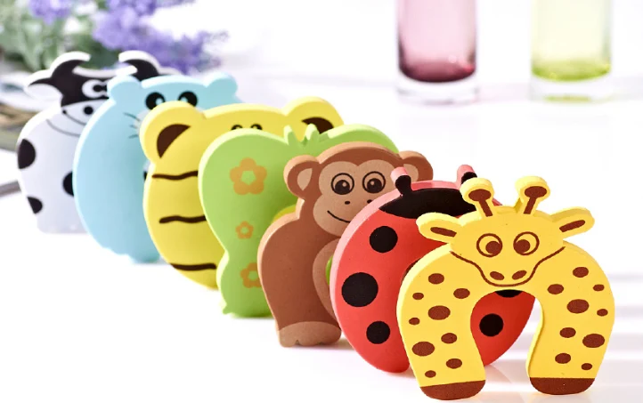 10pcs/ lot) Child safety cartoon door card door stop doors safety products transparent bag softcover YYT198
