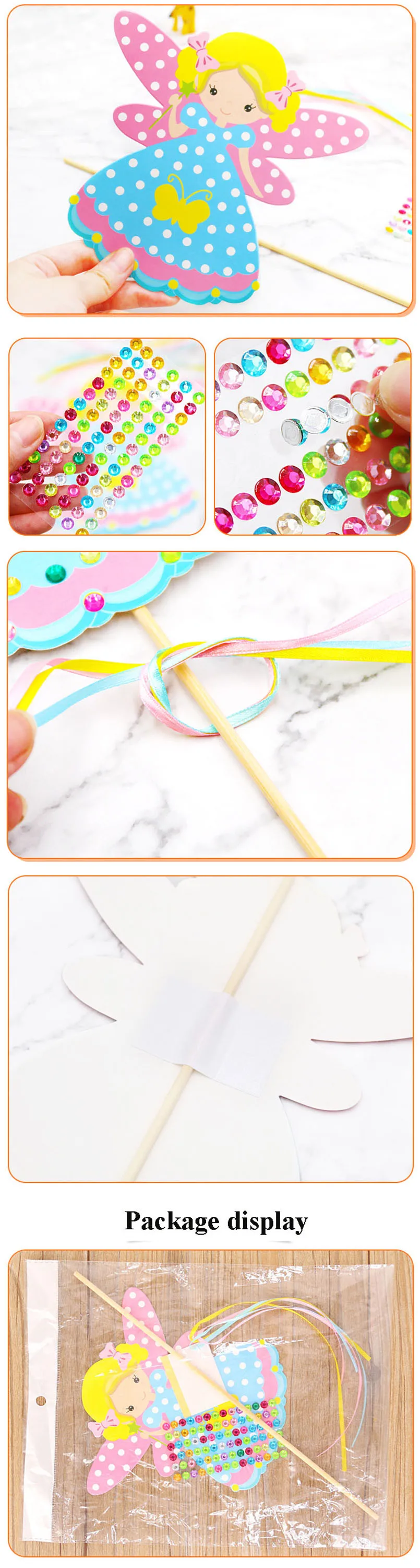 4 шт./компл. 3D DIY Красочные принцессы трость фея со стразами Волшебная палочка для девочек игрушки ручной работы Материал посылка художественных ремесел детский сад игрушки