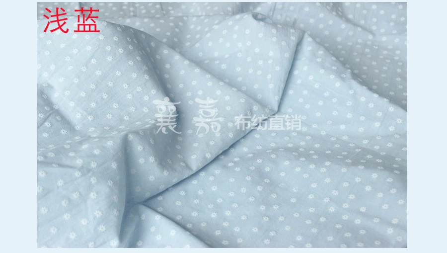 White flower 100*140cm Cotton Crepe Fabric Wear Gauze Printing Seersucker Pants Mosquito Pajamas Fabric D30