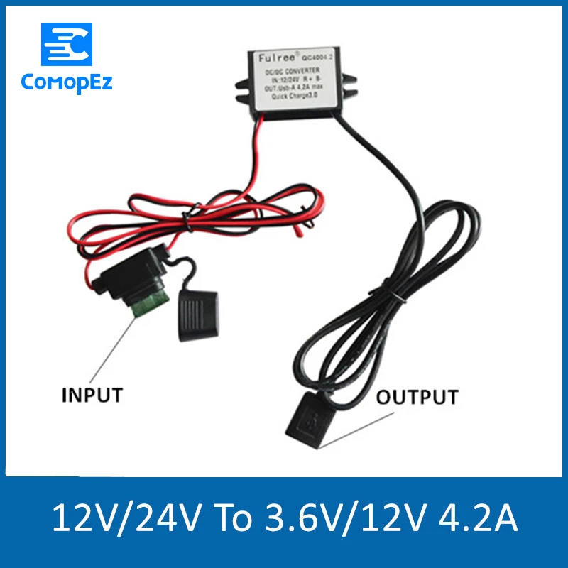 Usb Питание преобразователь DC/DC Step down 12V24V до 3 7 12 В Водонепроницаемый автомобильное