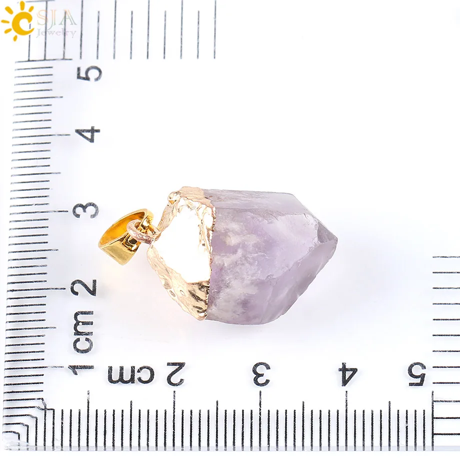 Кварцевые ожерелья и подвески CSJA золотого цвета с натуральным фиолетовым