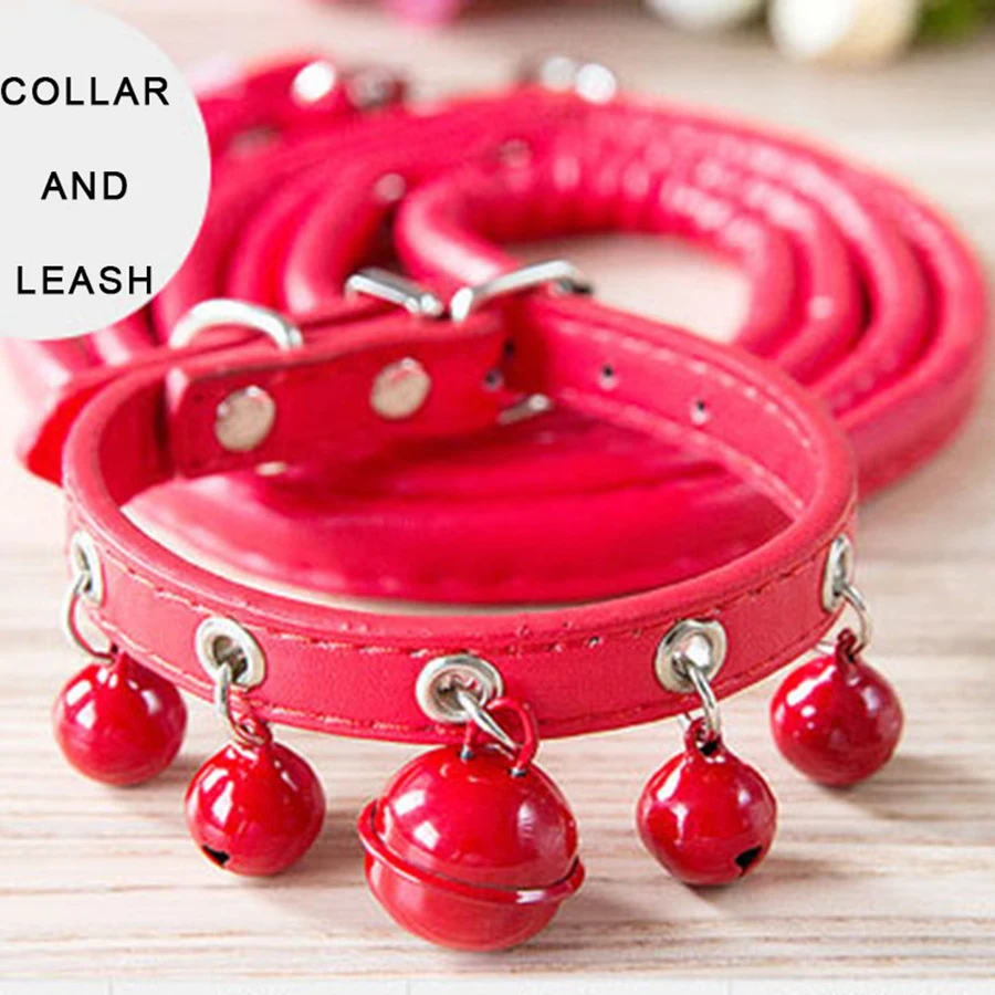 Cute Small Dog Collar Bell And Leash Set Puppy Personalized Teddy Pitbull Terrier Shih Tzu Supplies Riem Hond Petshop 50XQ07 | Дом и сад