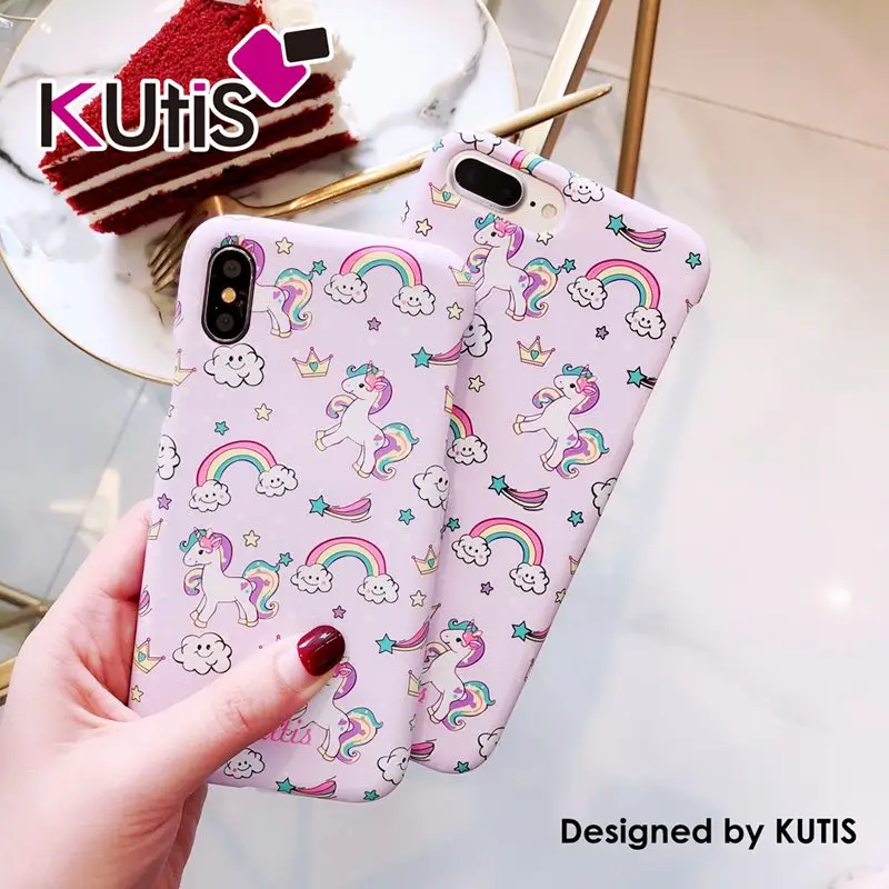 For iPhone 8 8plus Cute 360 case full body Front &amp Back matte cover coque iphone X 6 6S 6Splus 7 7plus Unicorn |