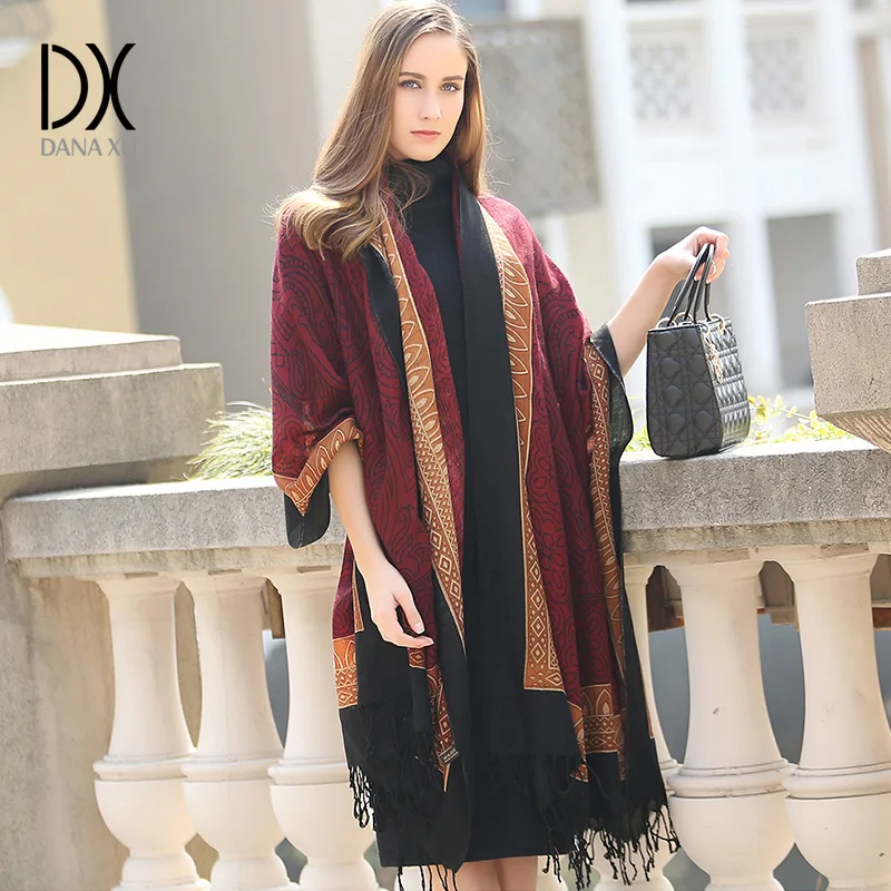 Женский шарф одеяло теплый толстый кашемировый из пашмины европейский стиль