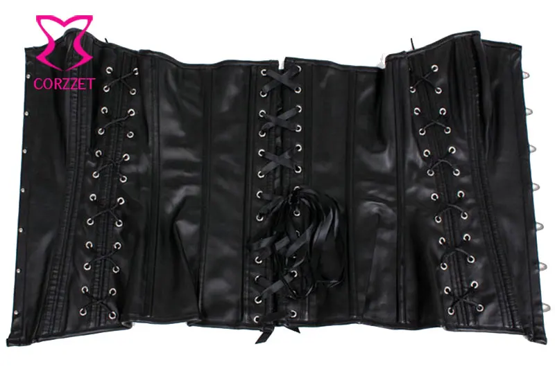 Женский готический корсет из искусственной кожи черный для похудения на талии со