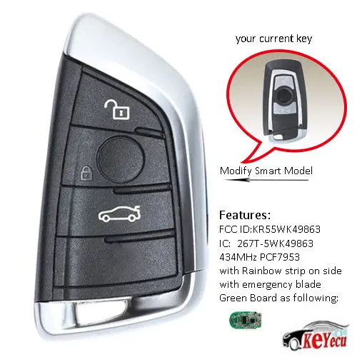 KEYECU for 2PCS Smart Remote key Fob 434MHz 3 Button BMW F Series CAS4+/FEM FCC: KR55WK49863 | Автомобили и мотоциклы