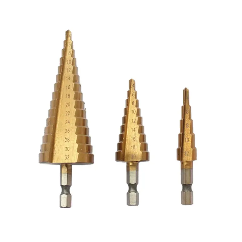 

4-12mm HSS Titanium Coated Step Drill Bit for Metal High Speed Steel Wood Drilling Power Tools Hole Cutter Step Cone Drill