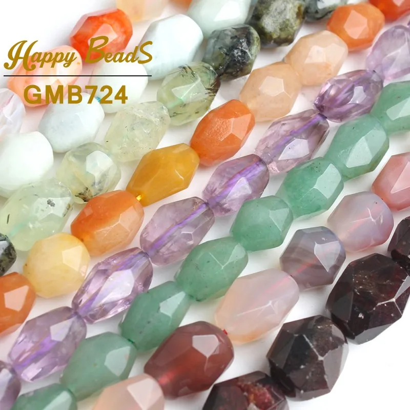 8x12mm Natural Stone Faceted Genuine Agates Jades Aquamarines Beads Loose Spacer For Jewelry Making DIY Bracelet Necklace | Украшения и