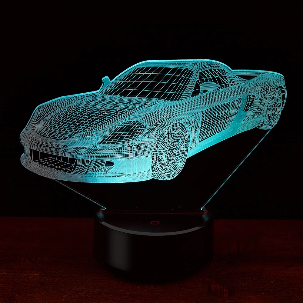 Новый спортивный автомобиль 3D светодиодный ночник 7 цветов USB голограмма