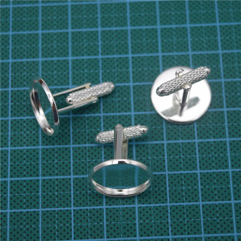 50 шт. медные металлические серебристые запонки с круглым ободком DIY аксессуары