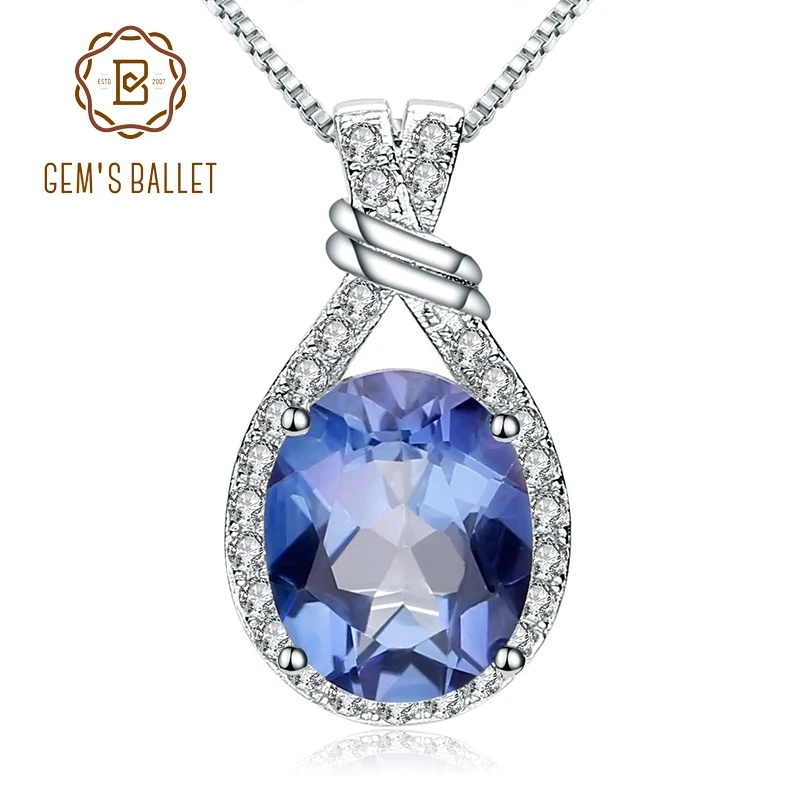 Подвеска из настоящего серебра 925 пробы с голубым кварцем иолитом