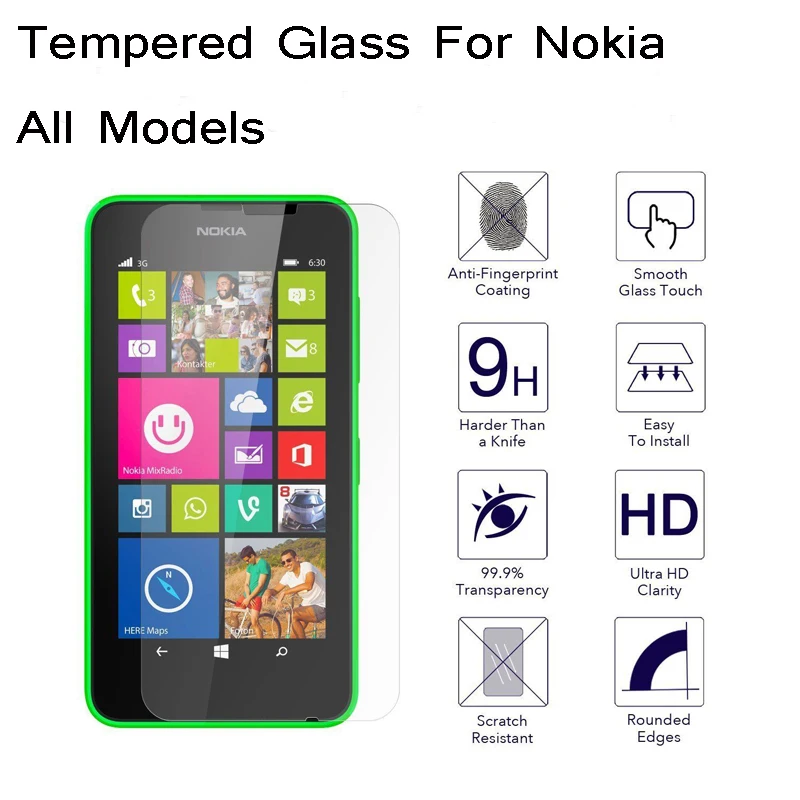 2 шт. 0 3 мм закаленное стекло прозрачная передняя защита экрана для Nokia Lumia 535 640 1320