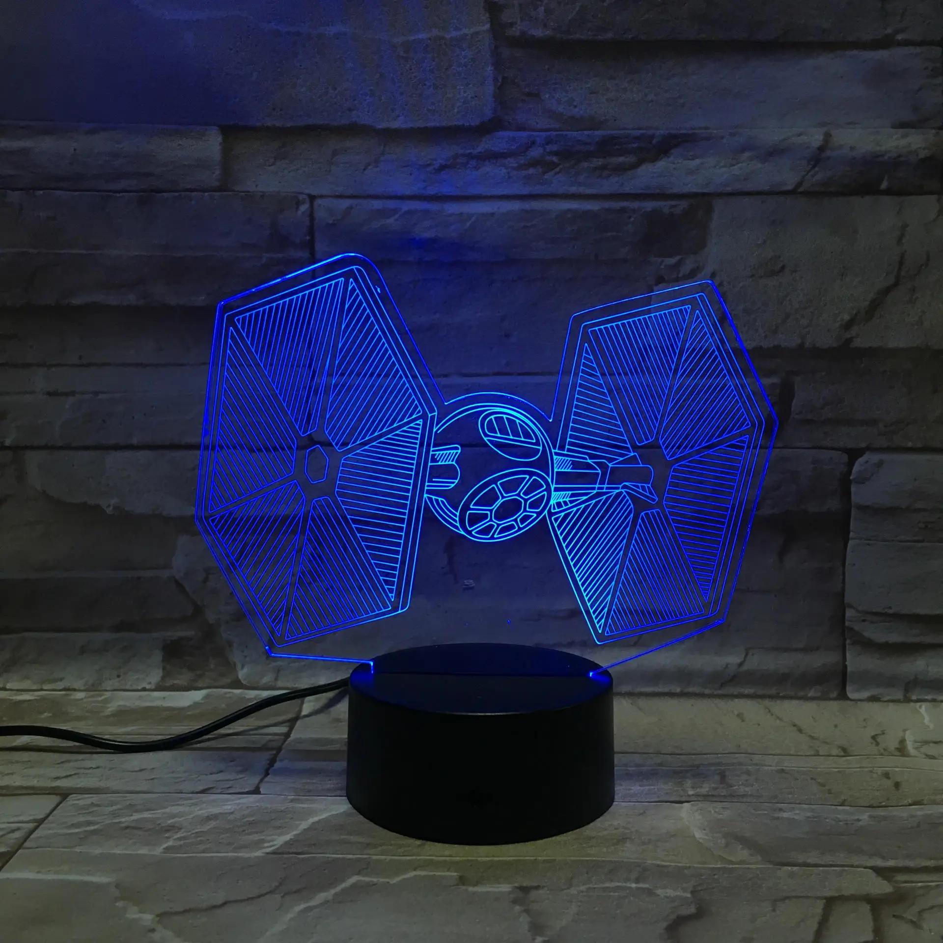 2019 Cool Fighter 3D Star Wars Tie LED Colorful Night Light Bedroom Halloween Decor 7 color changing touch table light | Лампы и