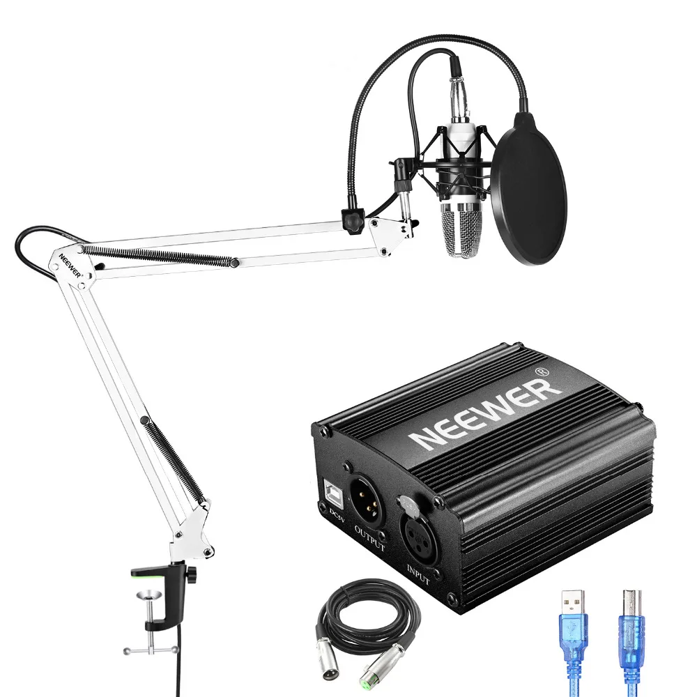 Neewer NW 700 конденсаторный микрофон комплект с USB 48 В фантомный источник питания + 35