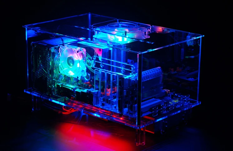 QDIY PC-D777X пустой горизонтальный ATX HTPC акриловый прозрачный компьютерный корпус рамка чехол