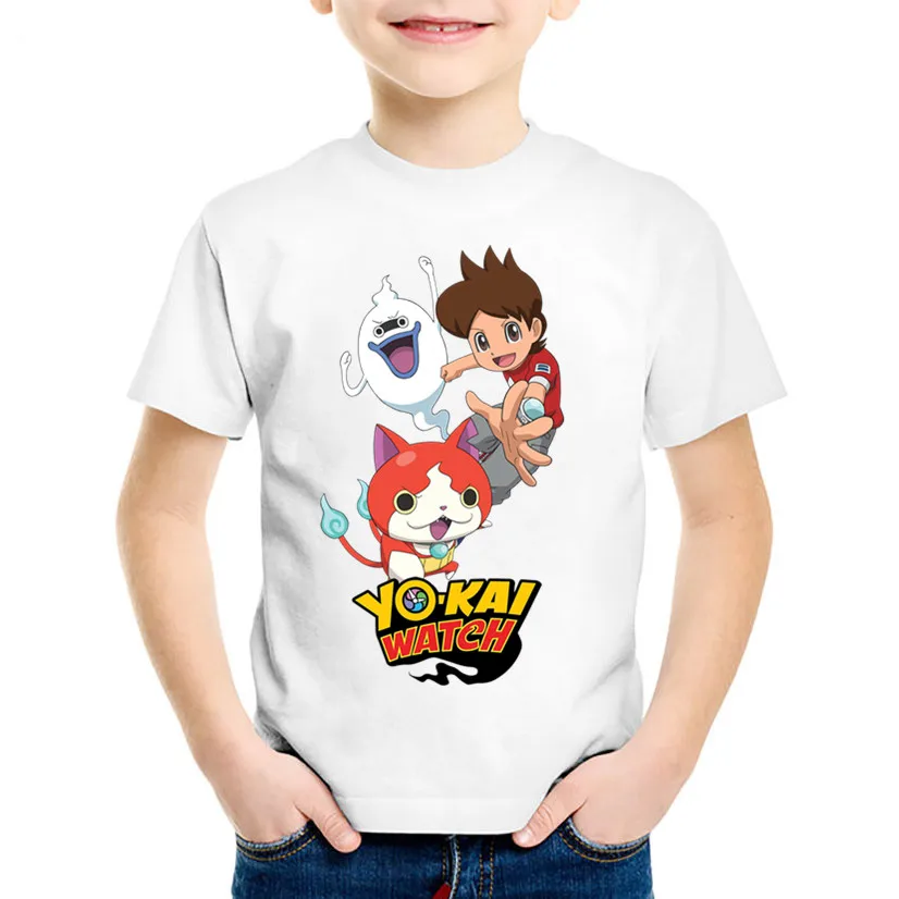 Детские футболки с мультяшным принтом Yo Kai Watch Детская летняя забавная футболка