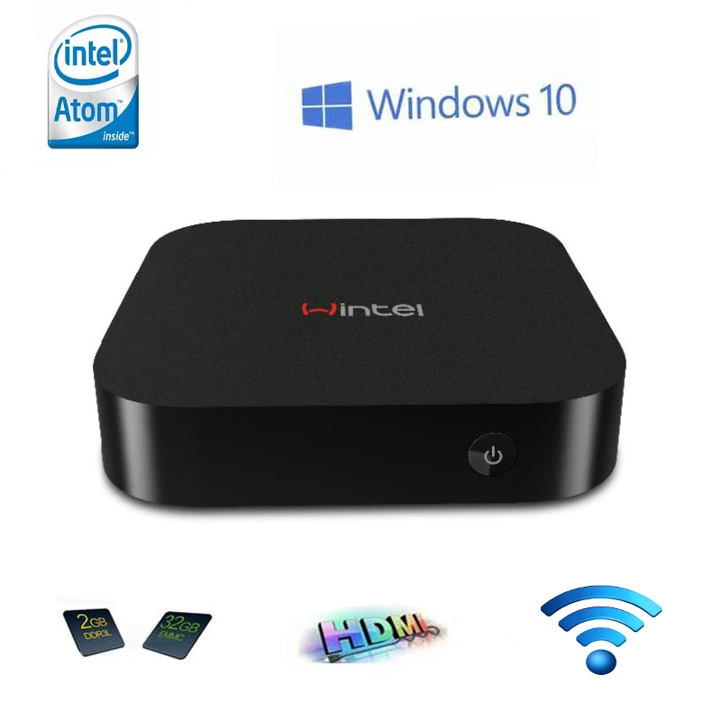 Wintel W8 Мини ПК ТВ коробка с Windows10 ядерным процессором Intel Atom Z3735F Процессор 2 Гб