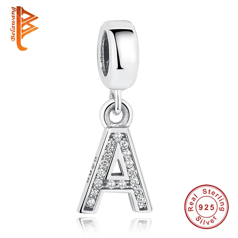 100% Authentic 925 Sterling Silver Alphabet A-Z Letter Charms Beads Fit Original Bracelet Necklace DIY Jewelry Making | Украшения и