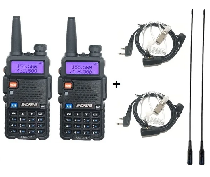 add antenna earpiece 2 шт. BAOFENG UV-5R рация CB Ham радиостанция сканер УКВ 136-174/400-520 МГц КВ трансивер 5 Вт двухстороннее радио Amador - Цвет: add antenna earpiece