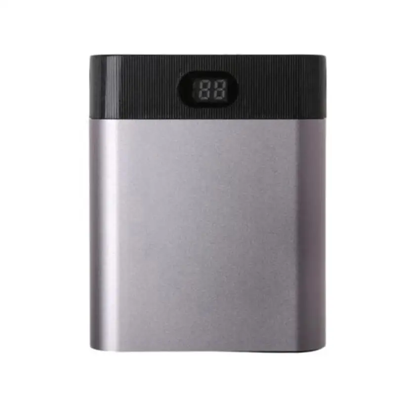 HIPERDEAL 5V Dual USB 4X18650 Внешний Аккумулятор Чехол комплект зарядное устройство коробка для смарт перезаряжаемый аккумулятор настенный адаптер питания 6Sp8 - Цвет: Темно-серый
