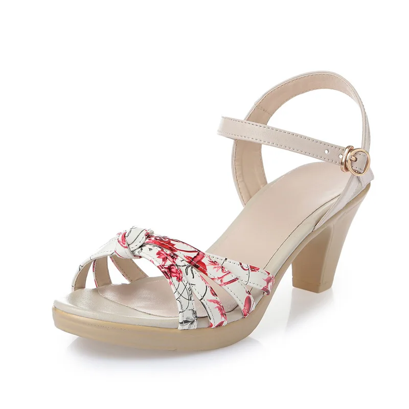 Сандалии женские с открытым носком цветочный принт простые элегантные туфли