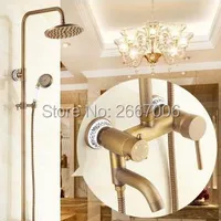 Free shipping Rain Shower Mixer Antique Brass Finish Hot & Cold Control Bathtub Shower Faucet with Adjustive Pipe Hot Sale GI236