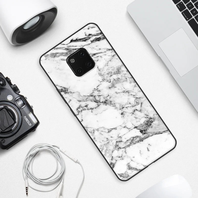 For Huawei Mate 20 Pro Case Cover Slim Luxury Silicone Soft TPU Wood Stone Patterned Phone Mate20 Protective Back | Мобильные