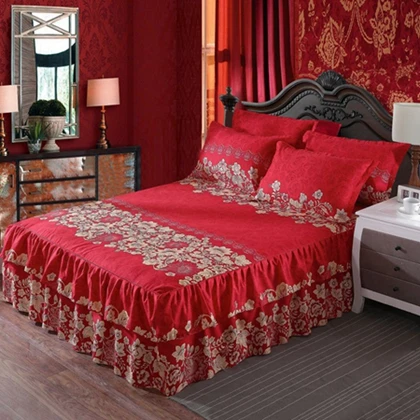 Bed skirt15 Высокое качество кровать юбка роскошный Европейский цветочный принт простыня Удобная простыня King queen размер покрывало матрас - Цвет: Bed skirt15