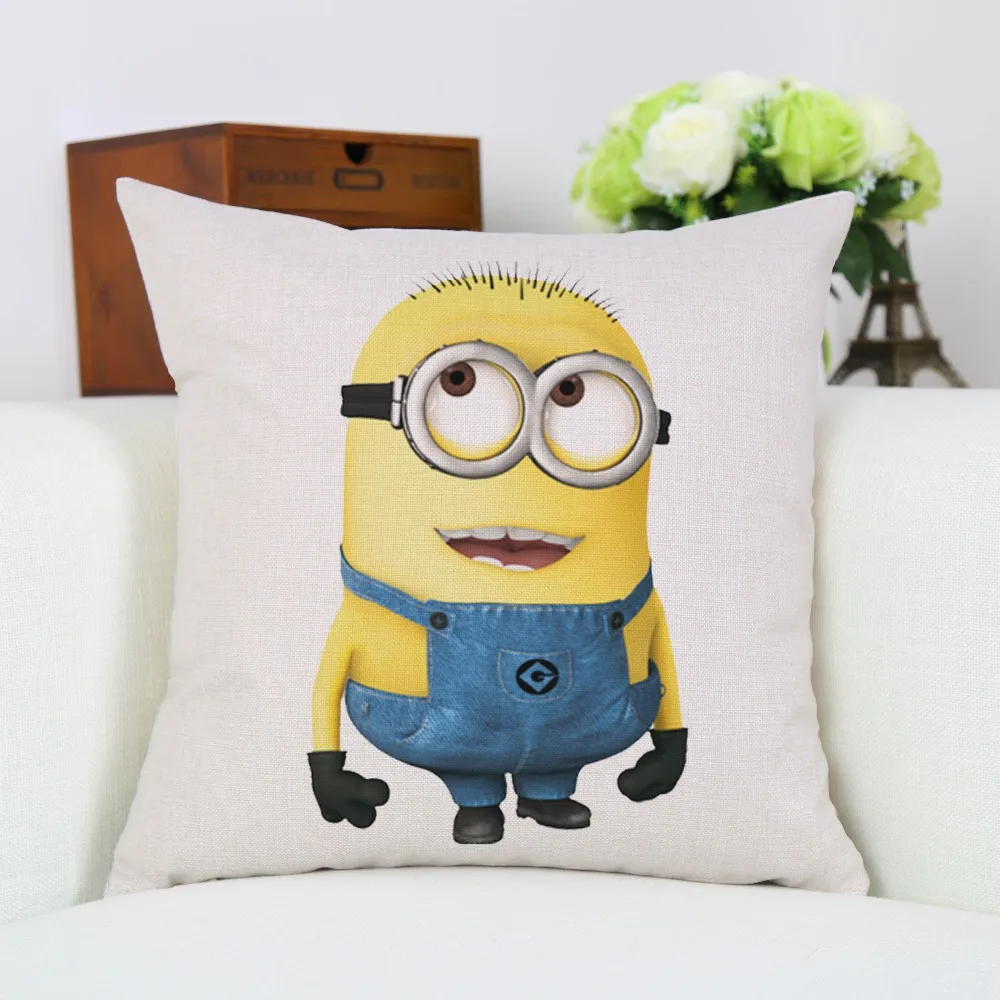Квадратный декоративный чехол для подушки с изображением миньонов из