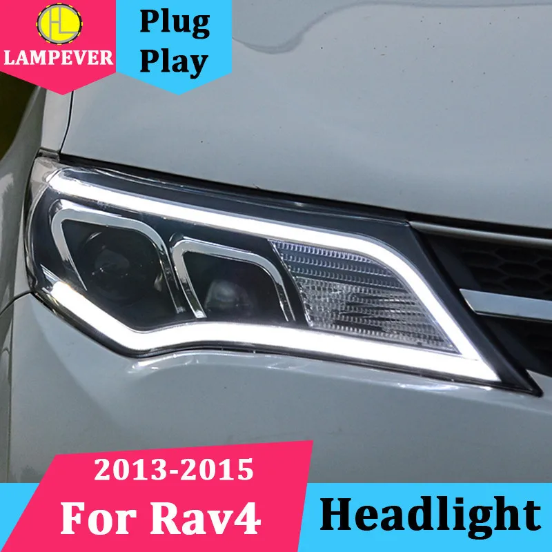 Стайлинг для Toyota RAV4 светодиодный ные фары 2013 2015 новые RAV 4 DRL Биксеноновые линзы