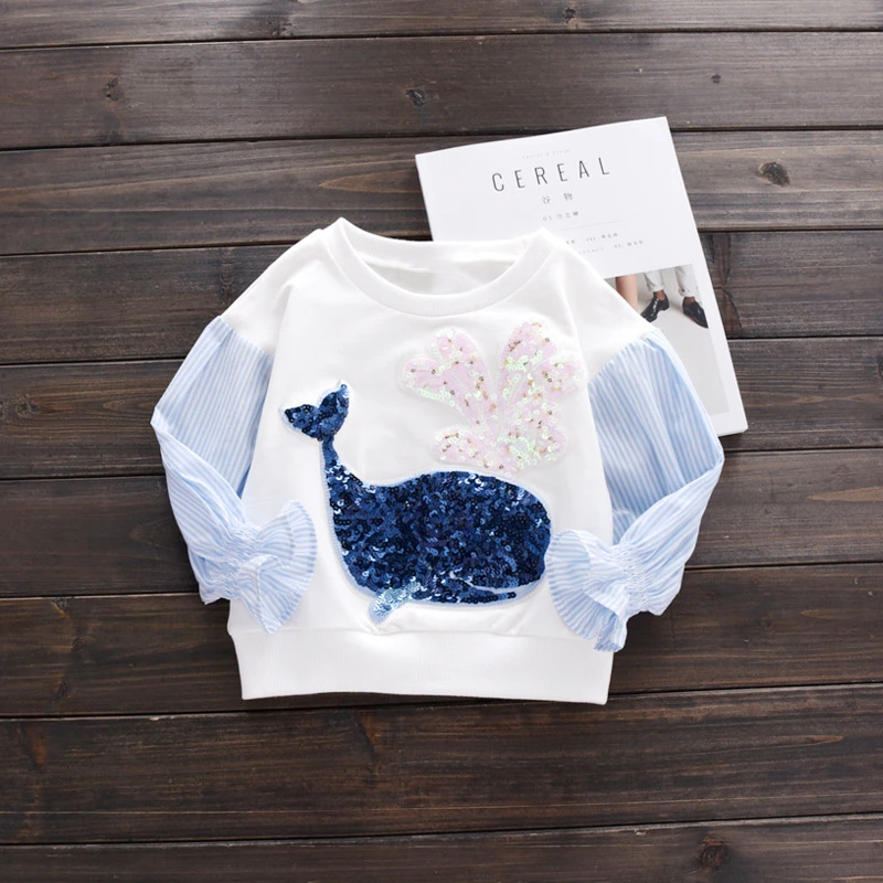 

Kids Sweater For Girl Long Sleeve Stitch Cartoon Dolphin Children's Tops Tees Fashion Cotton Toddler Baby Clothes