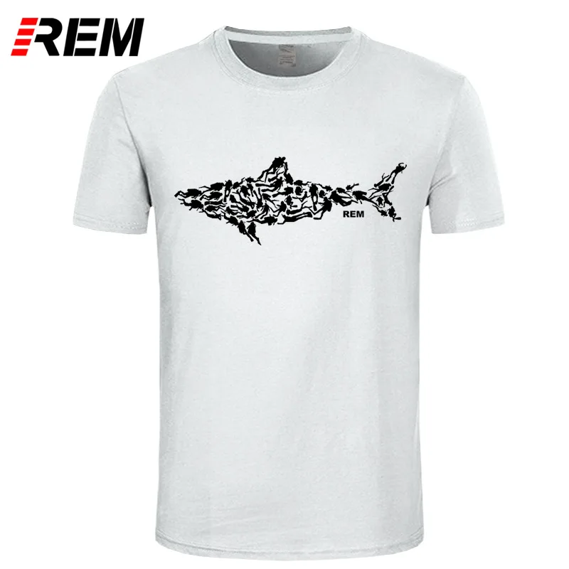 3 REM Shark аквалангист футболка Divinger Dive Забавный подарок на день рождения подарок для Него для мужчин взрослых Футболка короткий рукав хлопок - Цвет: 3