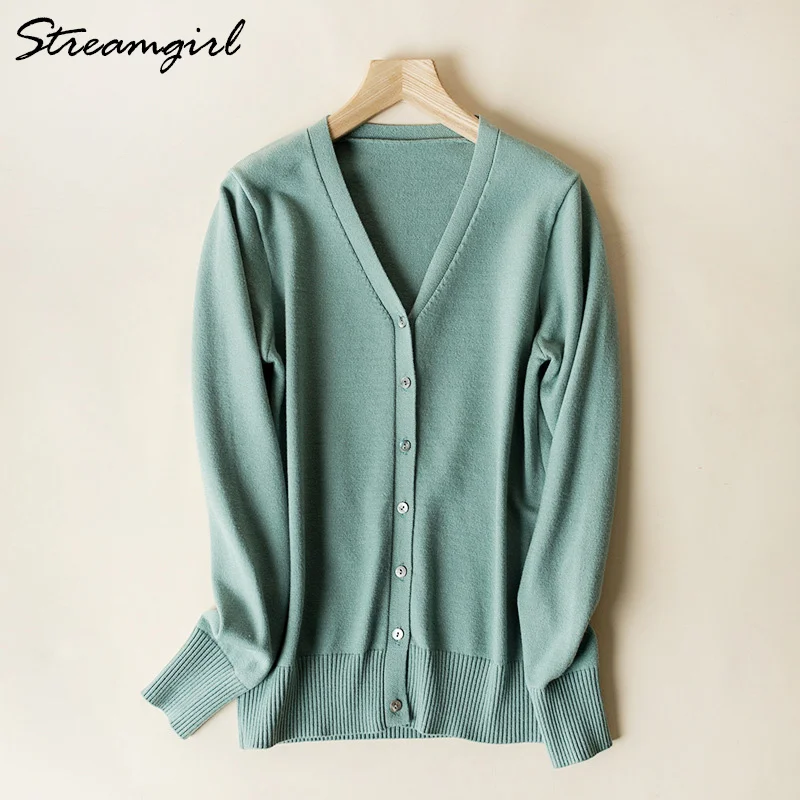 Mint Green Женский шерстяной кардиган с пуговицами, v-образный вырез, женский черный вязаный кашемировый кардиган, женские осенние кардиганы Invierno Mujer - Цвет: Mint Green