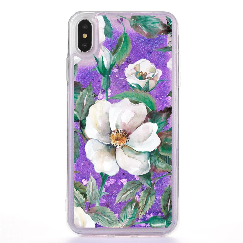 White Flower-purple Жидкий чехол с розами для Xiao mi Red mi K20 Pro 6 6A 7 7A, блестящий чехол для Xiao mi Red mi Note 5 6 7 mi 9 mi 9T Pro, чехол - Color: White Flower-purple