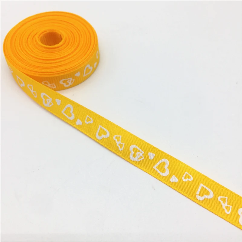 Yellow 5 ярдов 3/"(10 мм) напечатанная лента в форме сердца для пояса подарочная упаковка Рождественские Свадебные украшения#91-100 - Цвет: Yellow