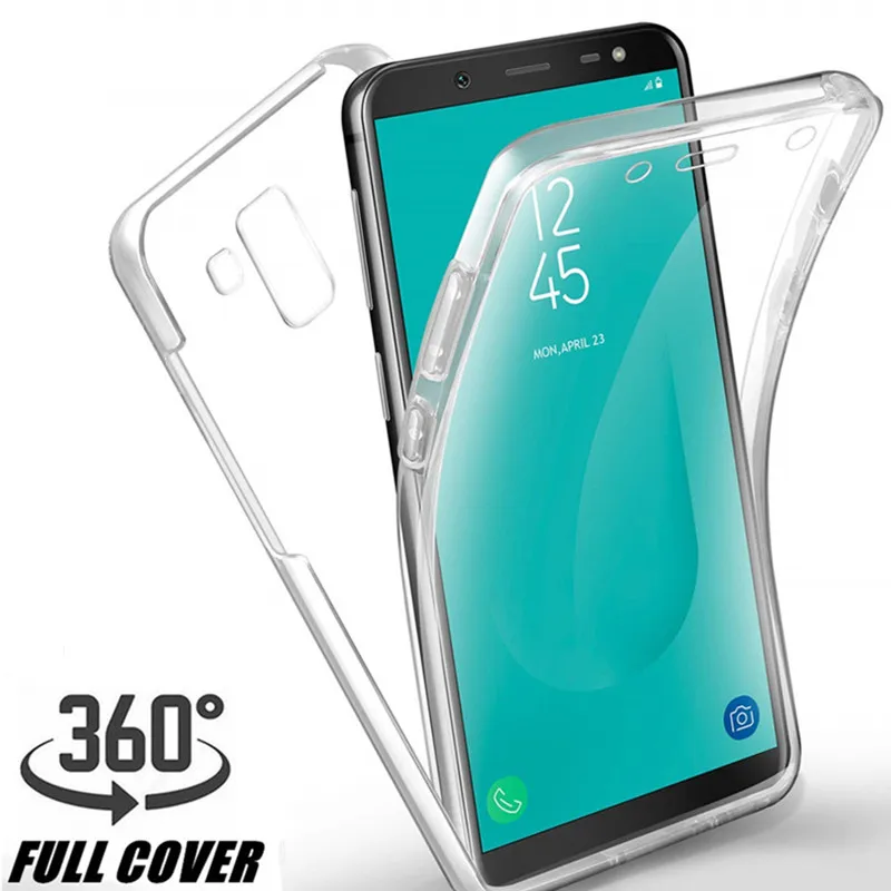 Чехол с полным корпусом для Samsung Galaxy J3 J5 J7 2017 года J4 J6 A6 A7 A8 Plus 2018 A9 A750 прозрачный 2 в 1