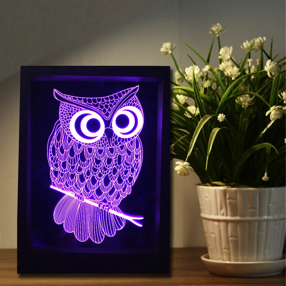 СОВА 3D Ночник RGB Переменчивый Настроение Лампы Светодиодные DC 5 В USB Декоративные