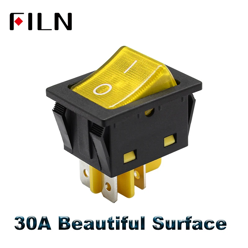 Yellow Сверхмощный 30A 250VAC KCD4 кулисный переключатель вкл/выкл dpst светодиодный 4-контактный 4 фута красный зеленый синий белый желтый переключатель - Цвет: Yellow