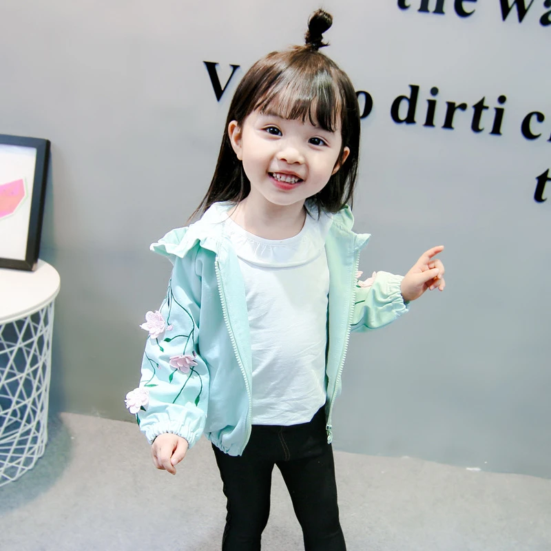 LILIGIRL Autumn New Baby Girl Clothes Kids Coats Jackets Fashion Flower Embroidery Hoodies Jacket Children Cotton Trench Coat |