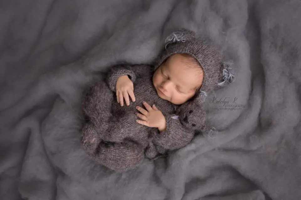 Одежда для фотосессии новорожденных трикотажная пижама с подножками комбинезон