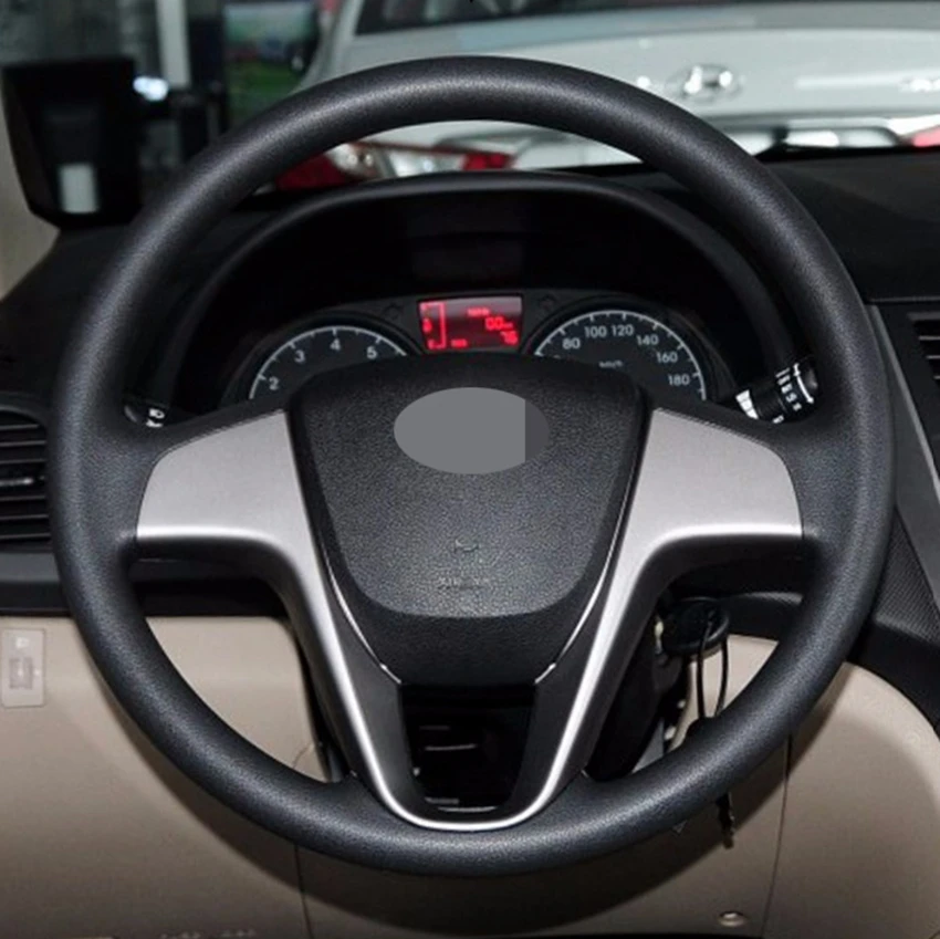 Чехол рулевого колеса автомобиля из черной искусственной кожи для Hyundai Solaris (RU) 2010