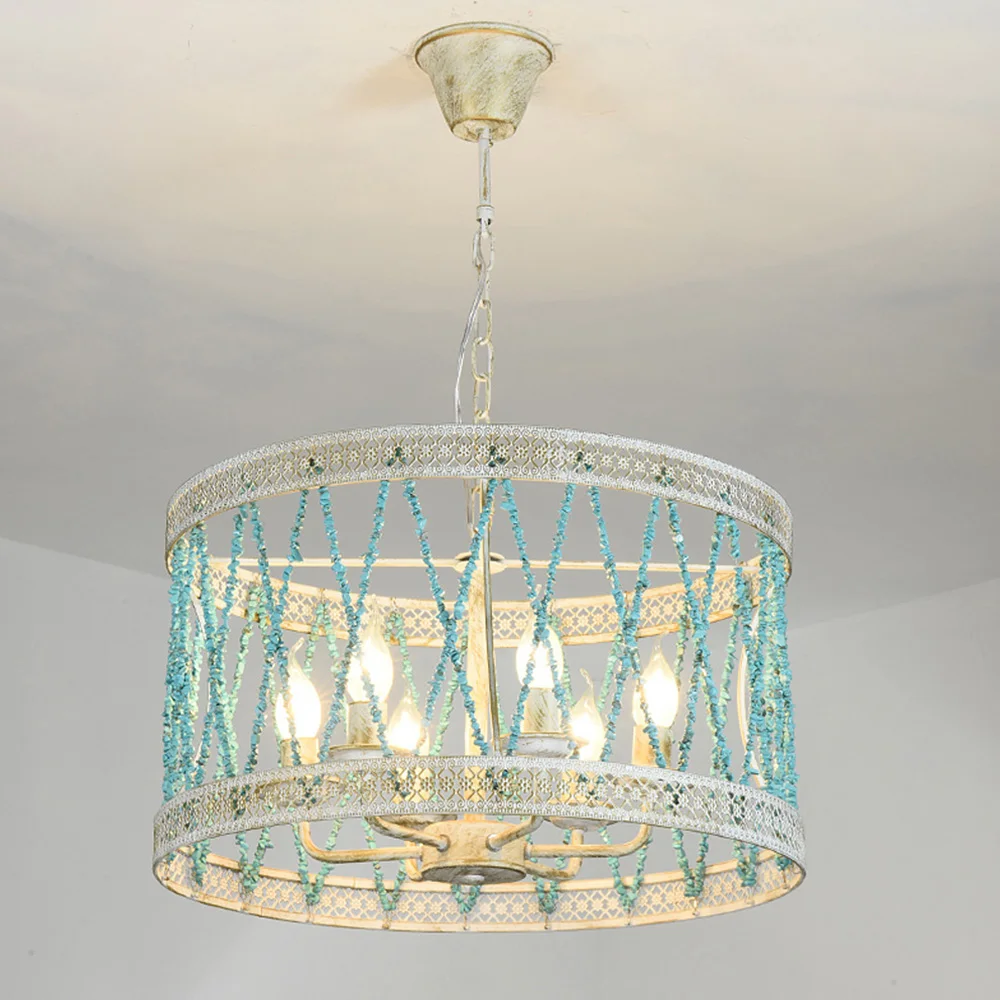 Современный Винтаж Е14 скандинавский декор синий гравий светодиодные подвесные