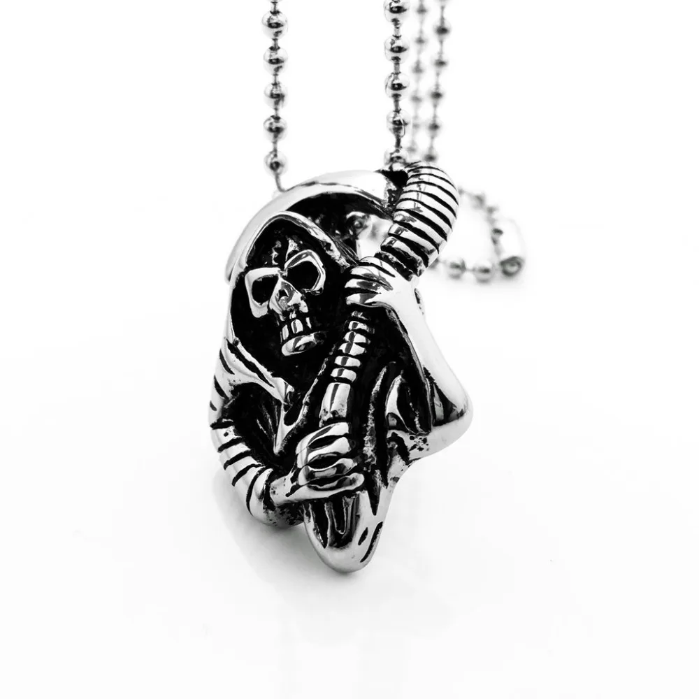 Ожерелье со жнецом из нержавеющей стали кулон для мужчин в стиле хип хоп рок