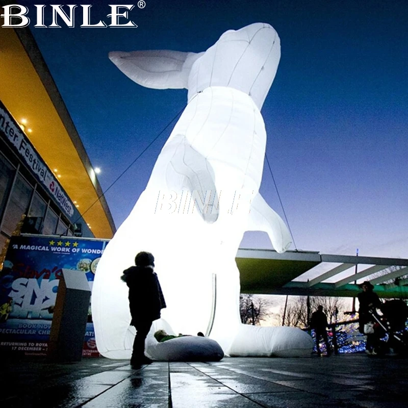 Привлекательный Гигантский надувной кролик с белым светом модель пасхального
