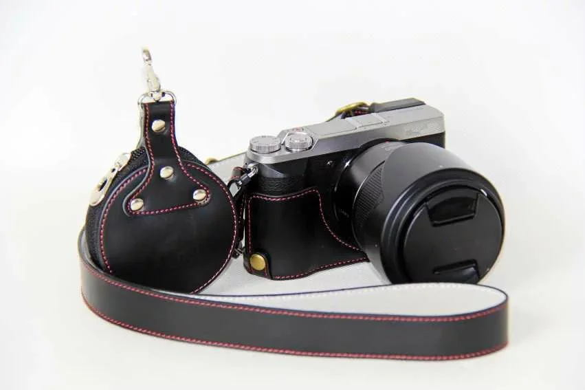 Половина корпуса камеры кожаный чехол Нижняя крышка набор для Panasonic Lumix GX85 GX80 GX 85 GX 80 с сумкой для хранения - Цвет: Black