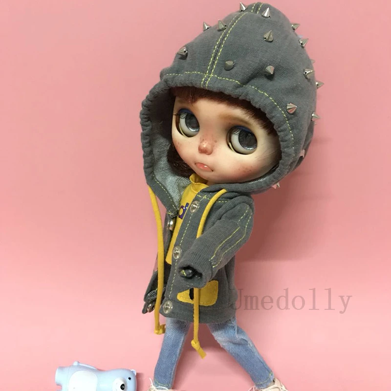 1 шт. крутое пальто с заклепками для Blyth, Licca, Azone, Ob24, Pullip, Holala, средний Blythes одежда наряды Аксессуары