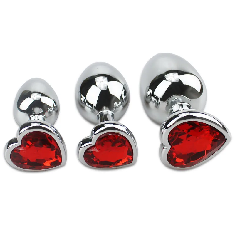 S/M/L Set Red Heart-shaped Stainless Steel Big Anal Plug Butt Metal Sex Toys For Men Gay Products Women |