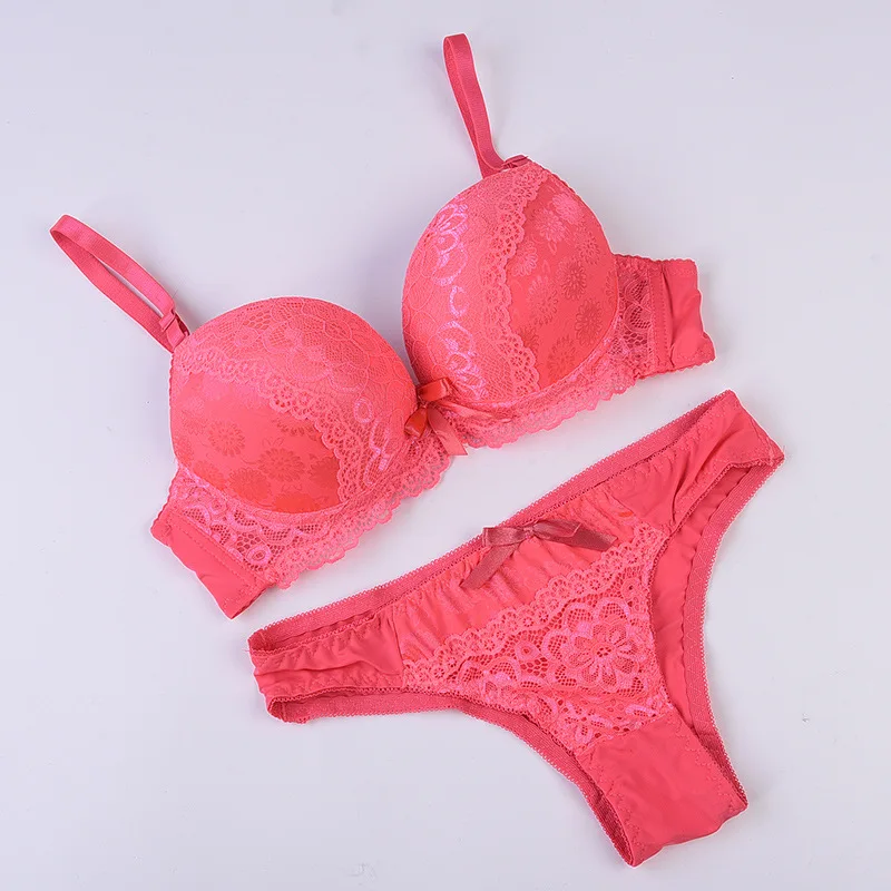 Ladychili Women Intimate Seamless Minimizer Thin Cup Big breast Bra and Tong Set Lace Skeleton Satin Patchwork Sexy N329 | Женская