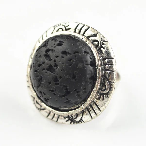 (Мин. Заказ $5) WW46K круглый черный Stone Adjustable Ring 1 шт. Бесплатная Размеры старинное