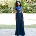 Женская длинная Плиссированная юбка, темно-синяя шифоновая юбка с эластичным поясом, модная длинная юбка макси на заказ, весна-лето-осень